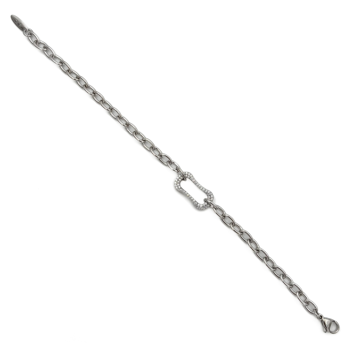 Xuping Silver Renk Taş Detaylı Halka Zincir Bileklik - Görsel 3