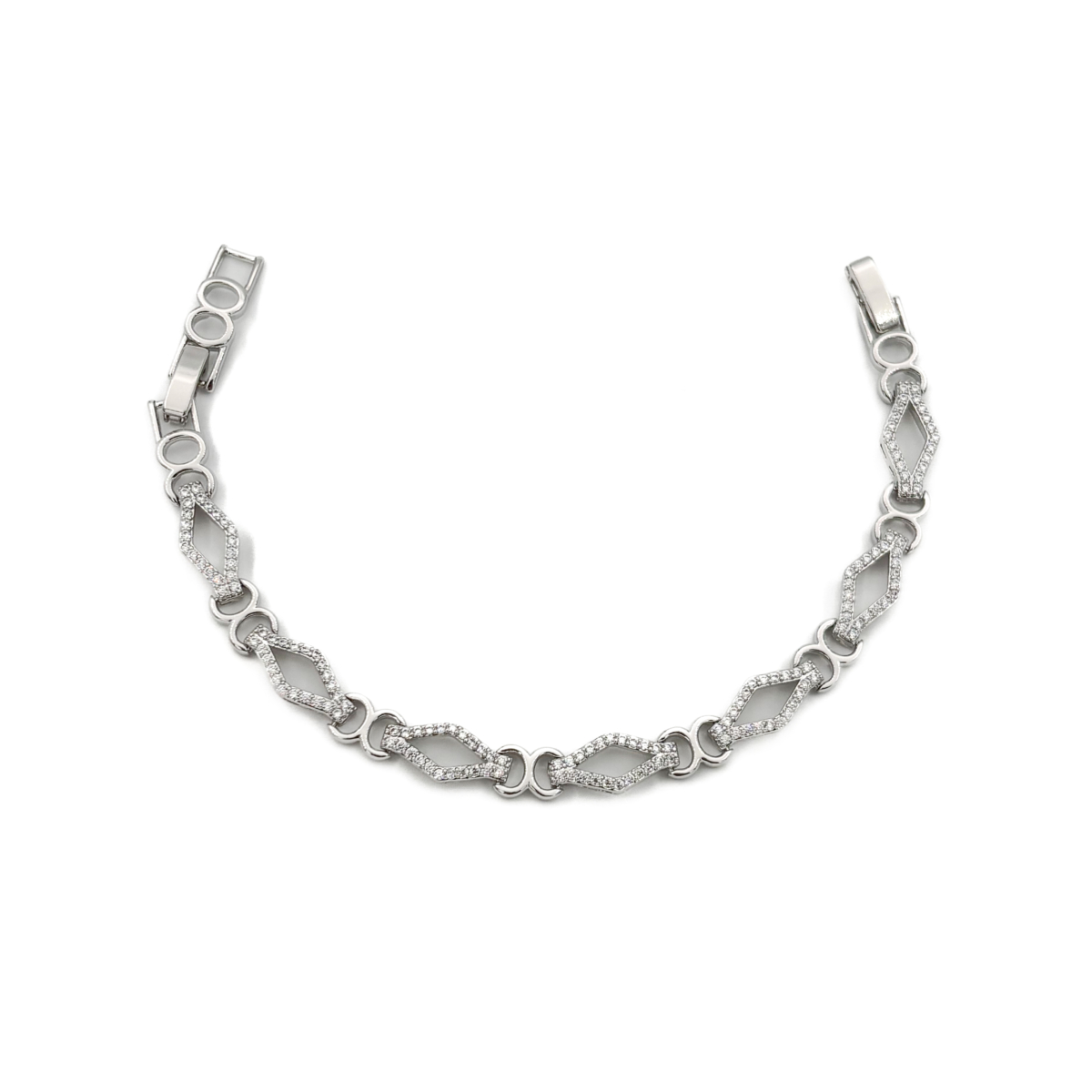 Xuping Silver Renk Taşlı Geometrik Baklava Form Bileklik