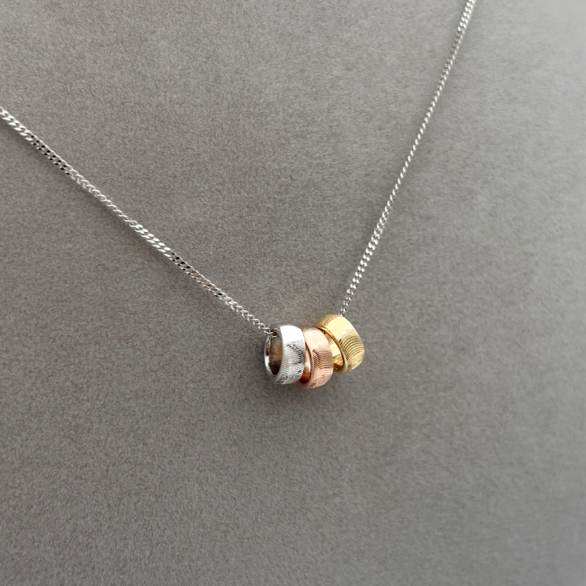 Üç Renk Üçlü Alyans Yüzük Kolye