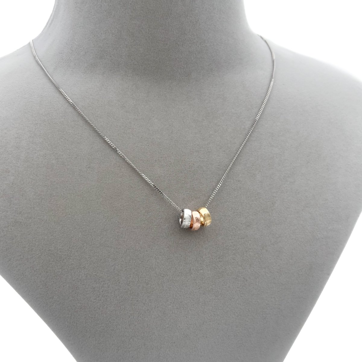 Üç Renk Üçlü Alyans Yüzük Kolye - Görsel 2