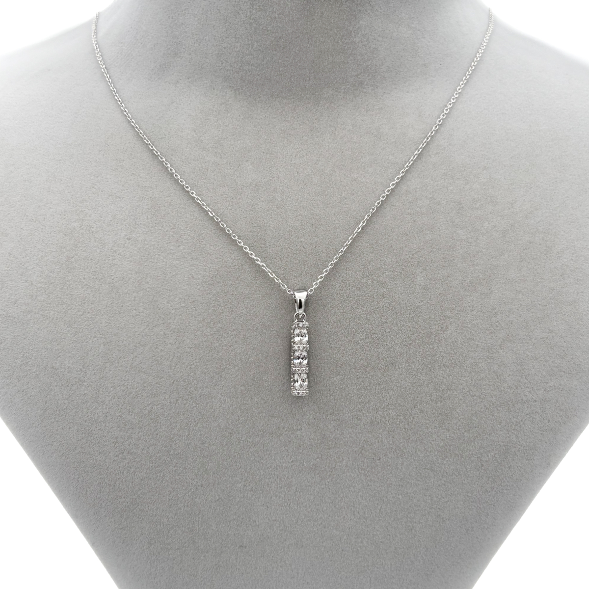 Zirkon Sıralı Üçtaş Kolye - Görsel 2