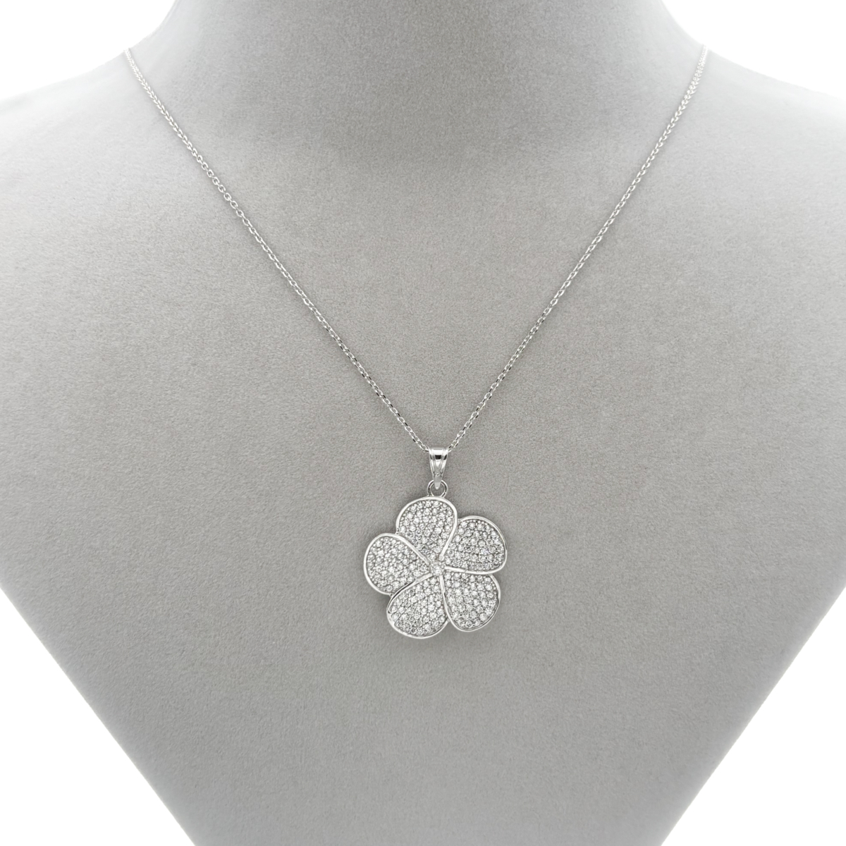 Zirkon Taşlı Çiçek Kolye - Görsel 2