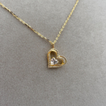 Zirkon Taşlı Gold Renk İç İçe Çift Kalp Kolye
