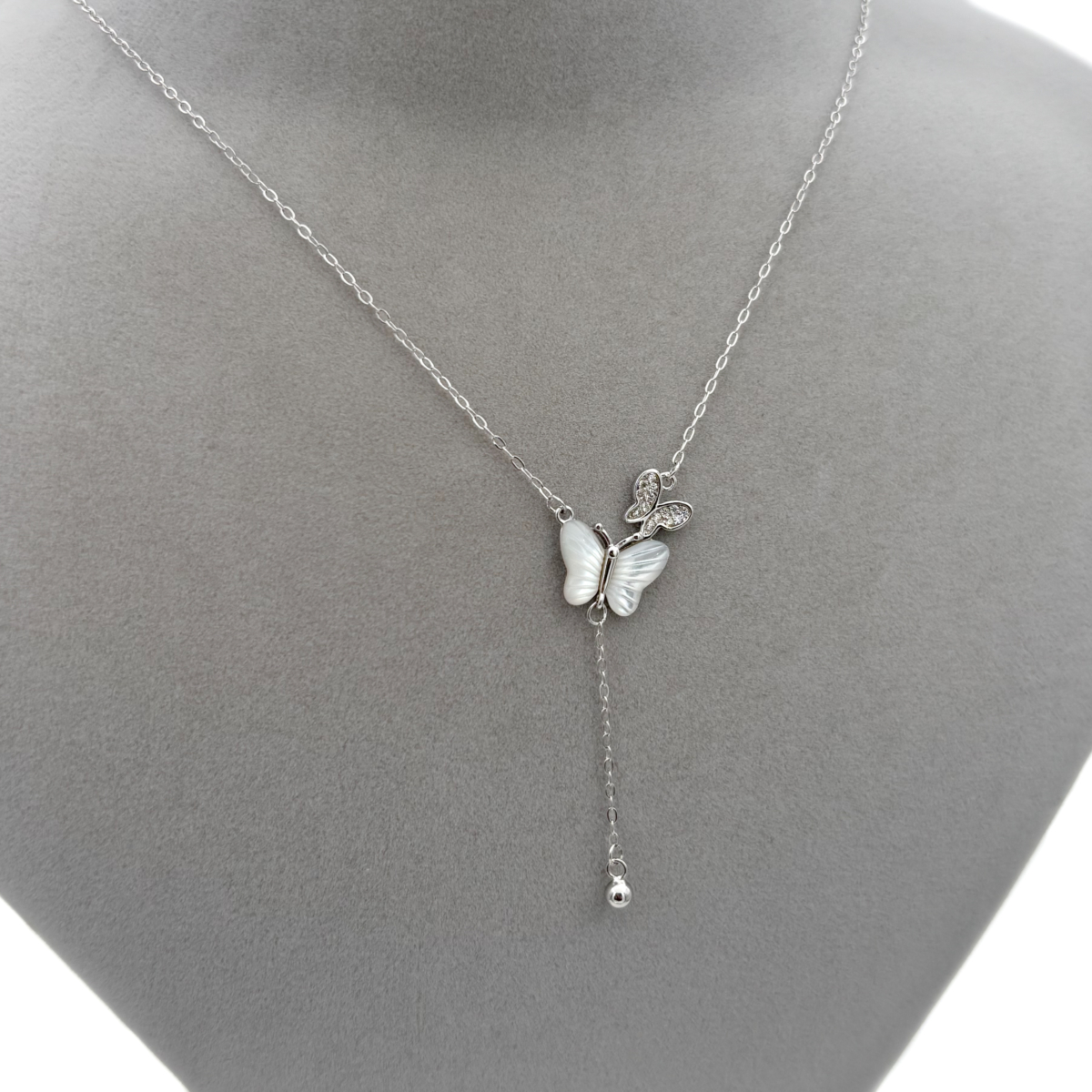 Zirkon Taşlı ve Sedefli Kelebek Y Kolye - Görsel 3