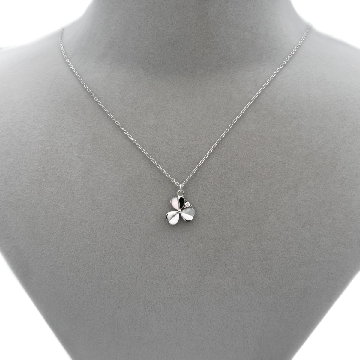 Zirkon Taşlı ve Sedefli Yonca Kolye - Görsel 2