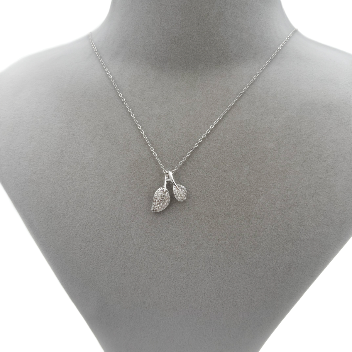 Zirkon Taşlı Yaprak Kolye - Görsel 2